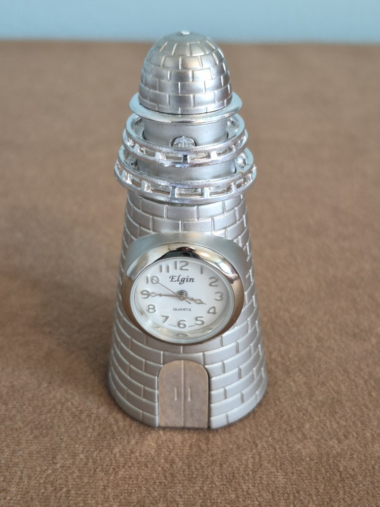 Vintage Elgin Light House Mini Clock Watch Decoration