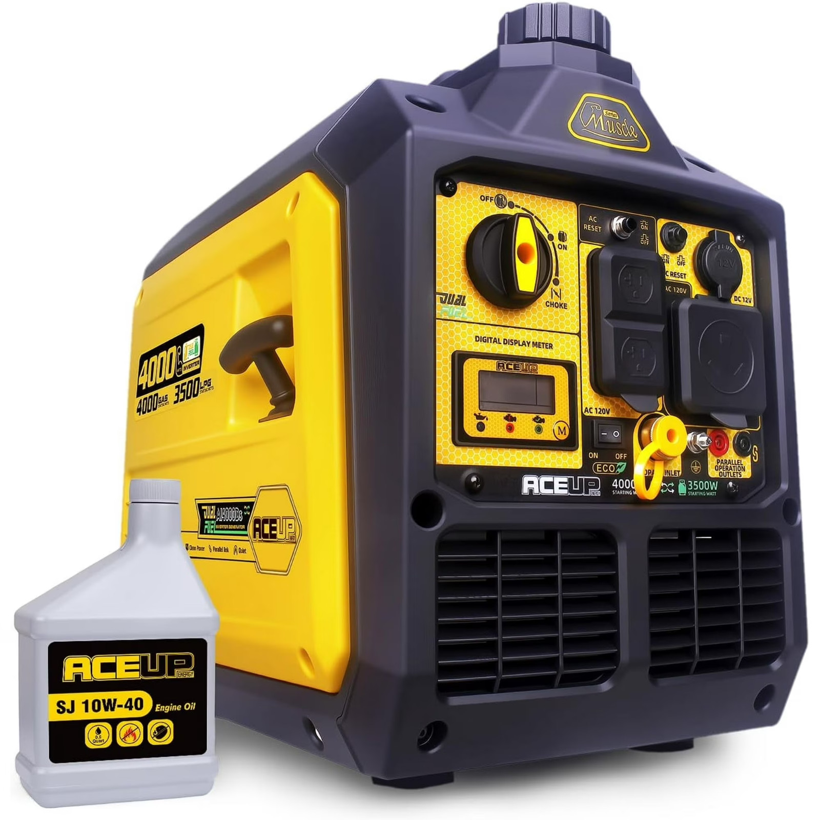 Aceup Energy 4000 Watt Dual Fuel Inverter Generator Portable Quiet, Gas, Propane