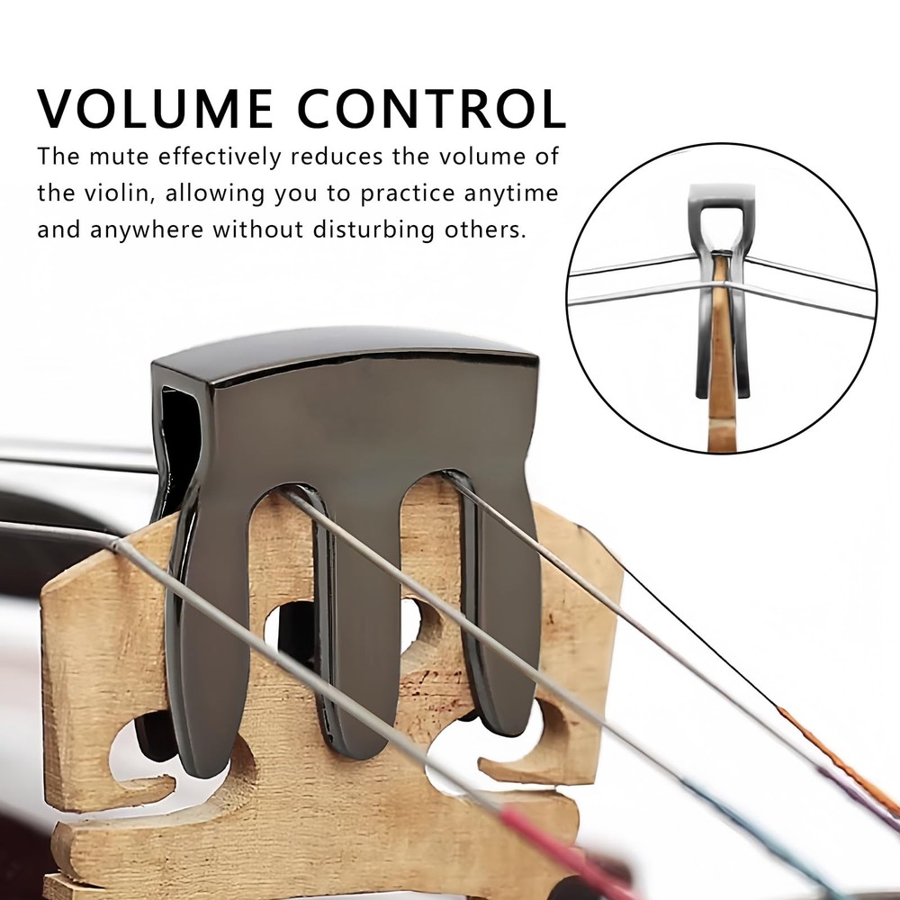 Silver Violin Practice Mute Clamp for Volume Control Sound Reduction Silencer