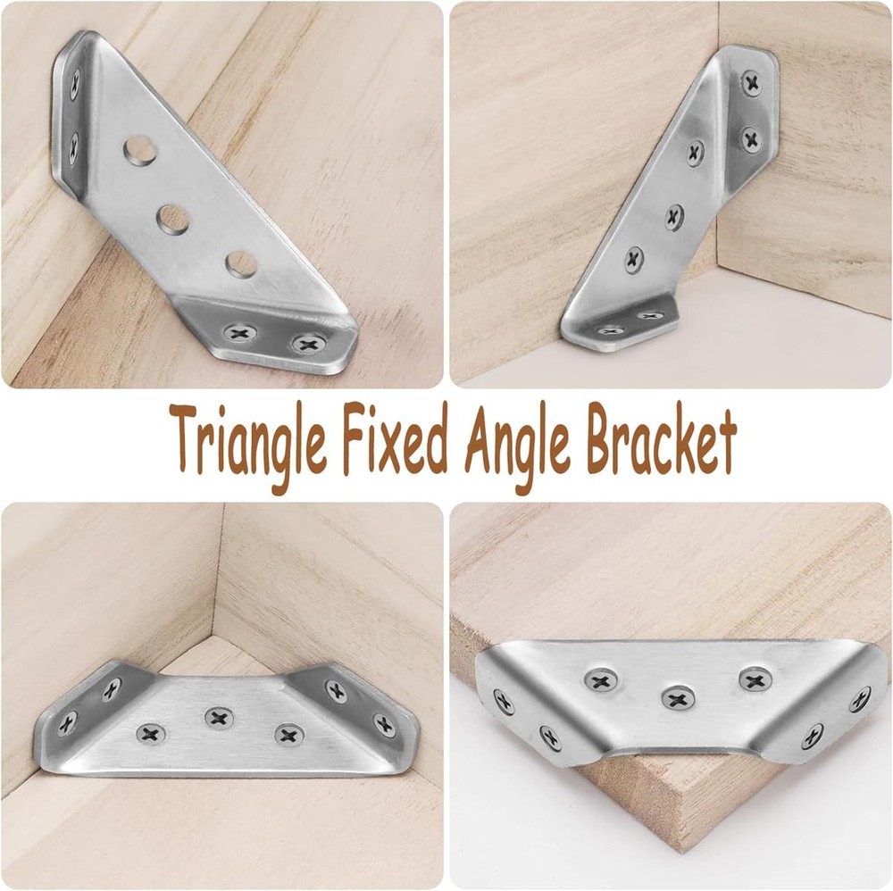 20PCS Universal Stainless Steel Triangle Thickened Fasten Angle Bracket Suppo...