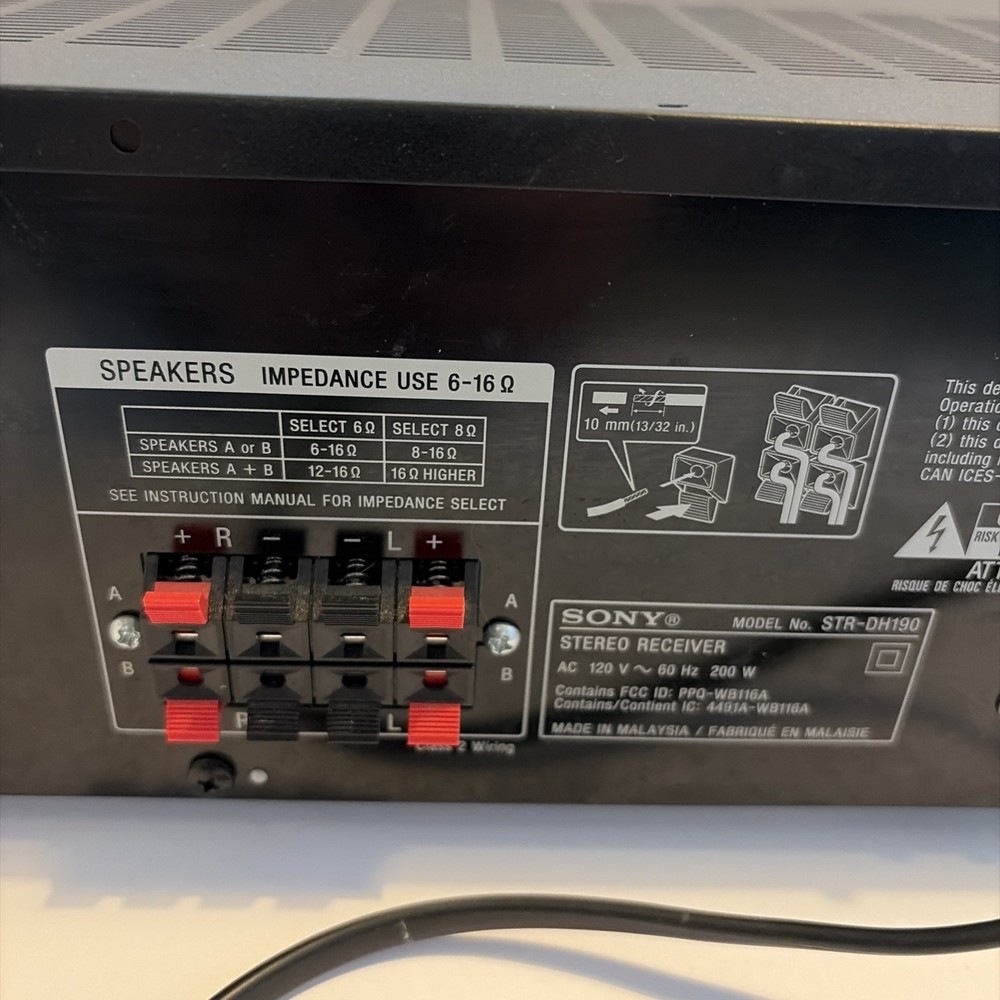 Sony STR-DH190 Stereo Receiver 2 channel Phono Inputs & Bluetooth WORKS