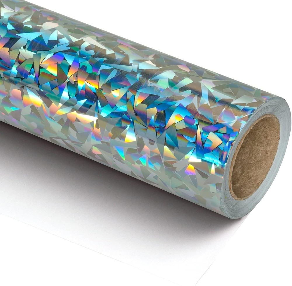 Silver Geometric Pattern Colorful Metallic Wrapping Paper-81.5 Sq Ft-Solid Co...