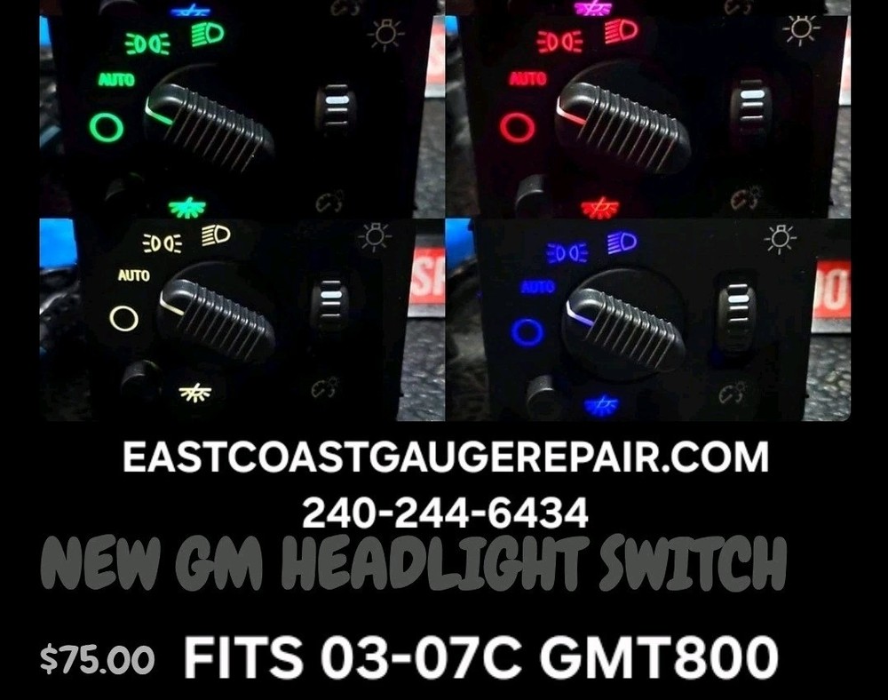 03-06 Headlight Switch Silverado Sierra YOUR CHOICE LED Custom Dimmer Lighting