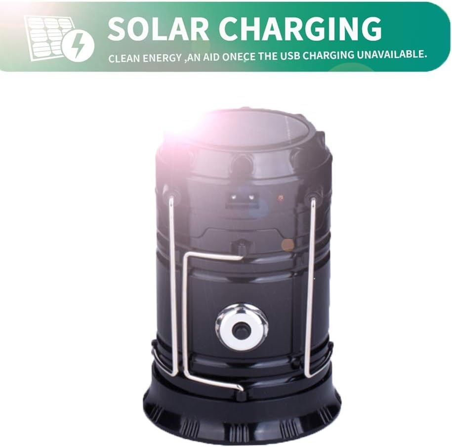 LED Camping Lantern, Solar and Rechargeable Lantern Flashlight Collapsible and P