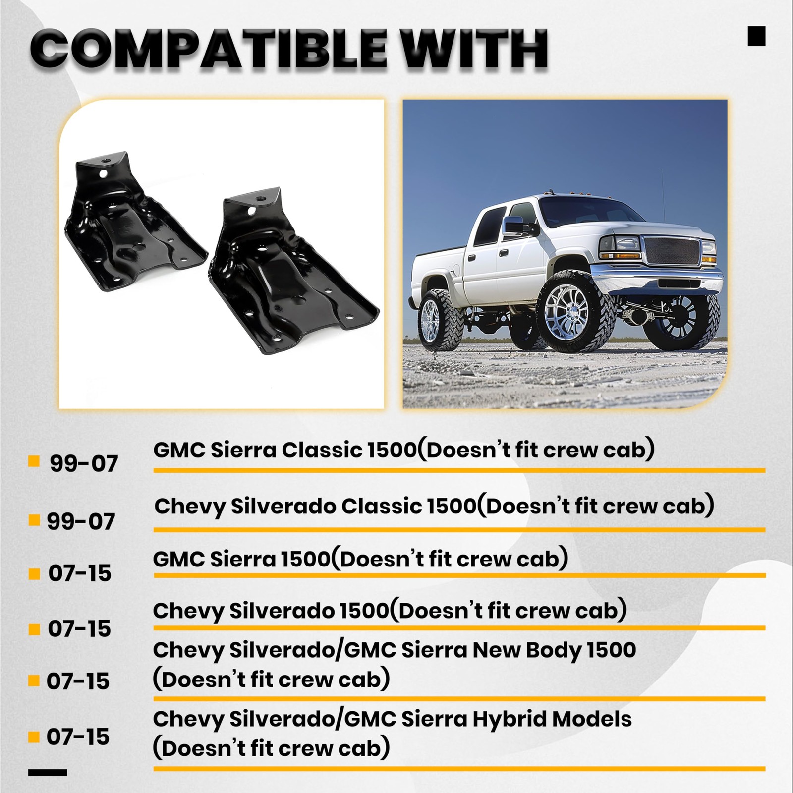 Rear Leaf Spring Hanger Set Compatible with 1999-2015 Chevy Silverado GMC Sie...