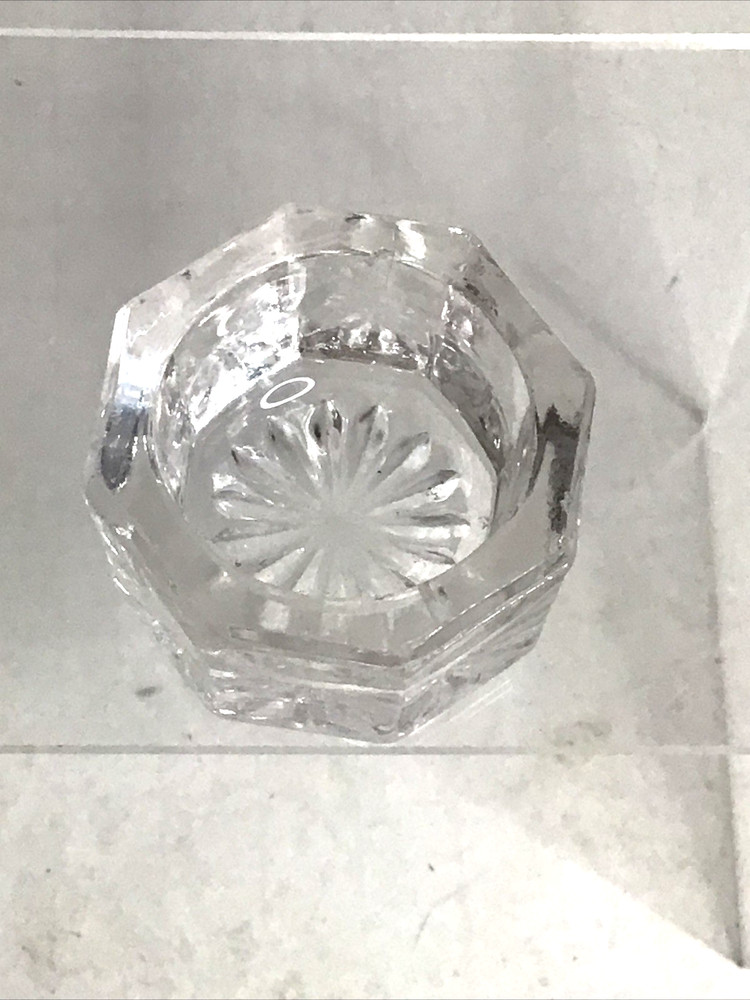 Vintage Open Salt Cellar Octagon Shaped Star Bottom Clear Glass