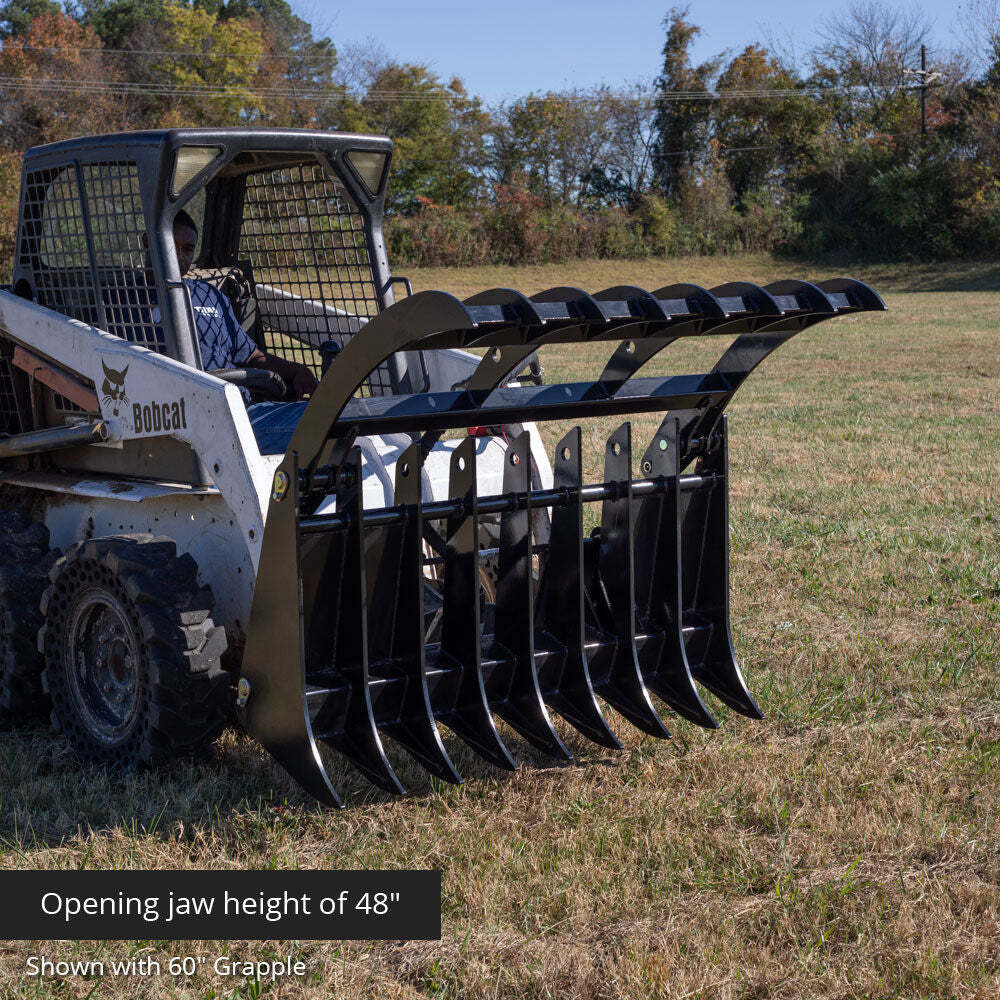 Titan Attachments 84in Clamshell Root Grapple Rake, Universal Skid Steer Mount