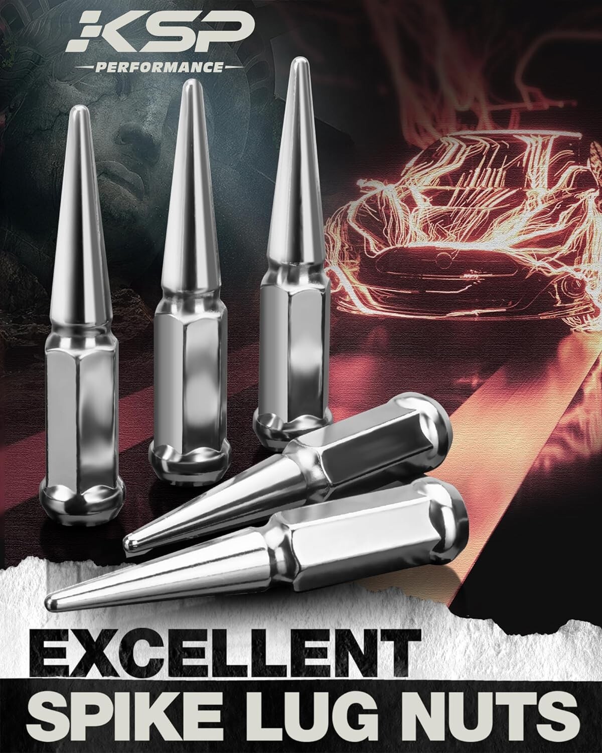 KSP 24pcs M14x1.5 Spike Lug Nuts for Silverado Sierra 1500 GMC Sierra 1500