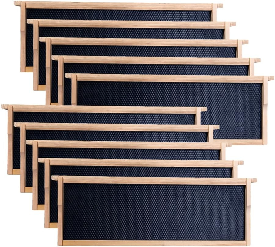 Medium Super Beehive Frames with Wax Foundations,10 Pack Honey Bee Frames wit...