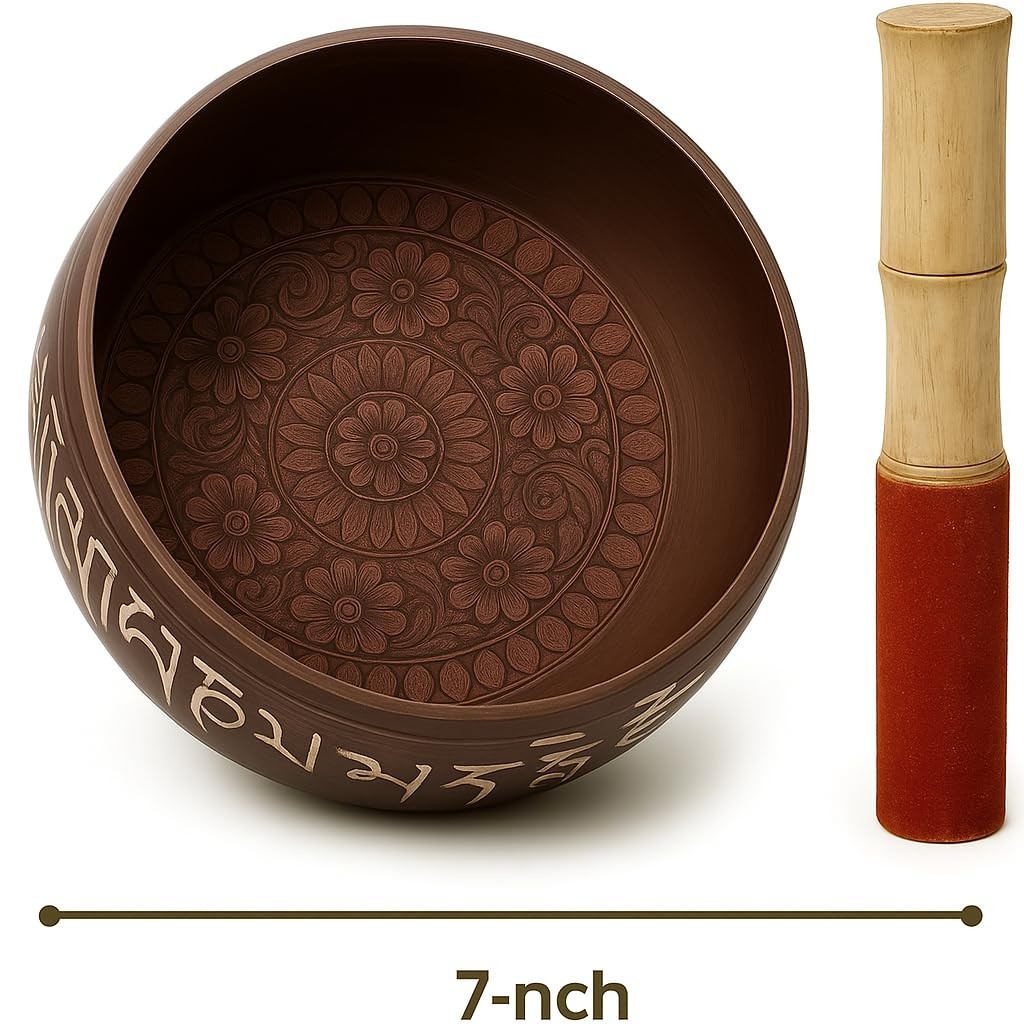 Hand Painted 7 Inch Tibetan Metal Singing Bowl, Chakra Healing, Yoga & Medita...