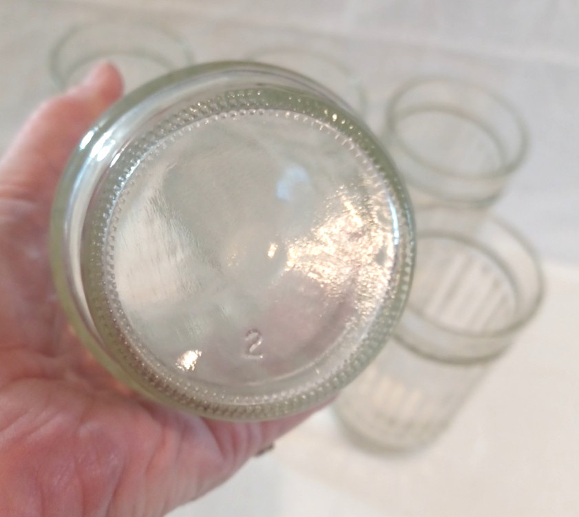 Anchor Hocking 6 VTG Ribbed Line Lites Heavy MCM 6" Tall 16 oz Glasses Retired