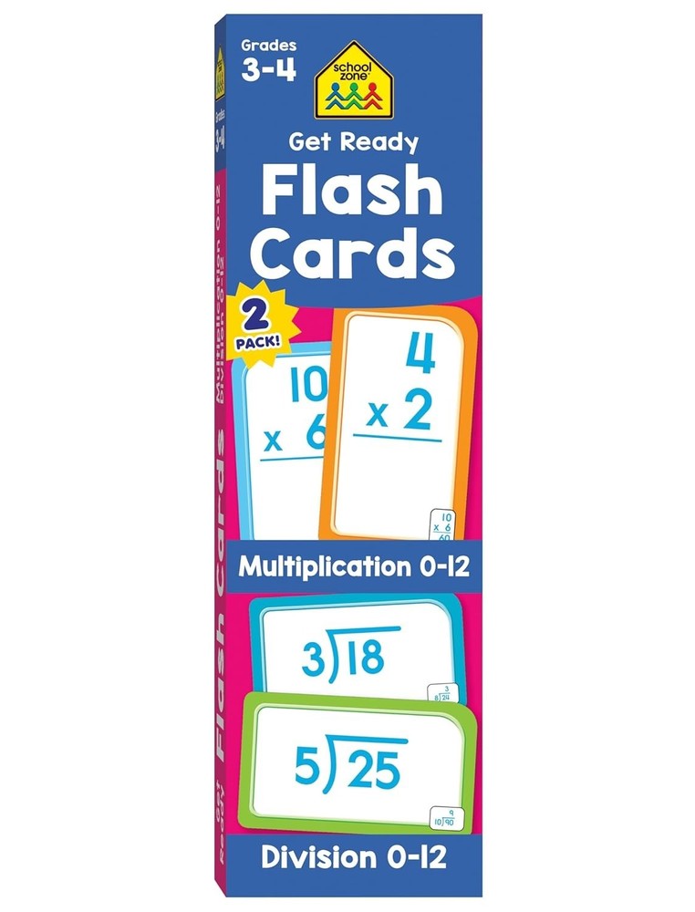 School Zone 112 Math Flash Cards for Multiplication & Division – Ages 8+, 2-Pack