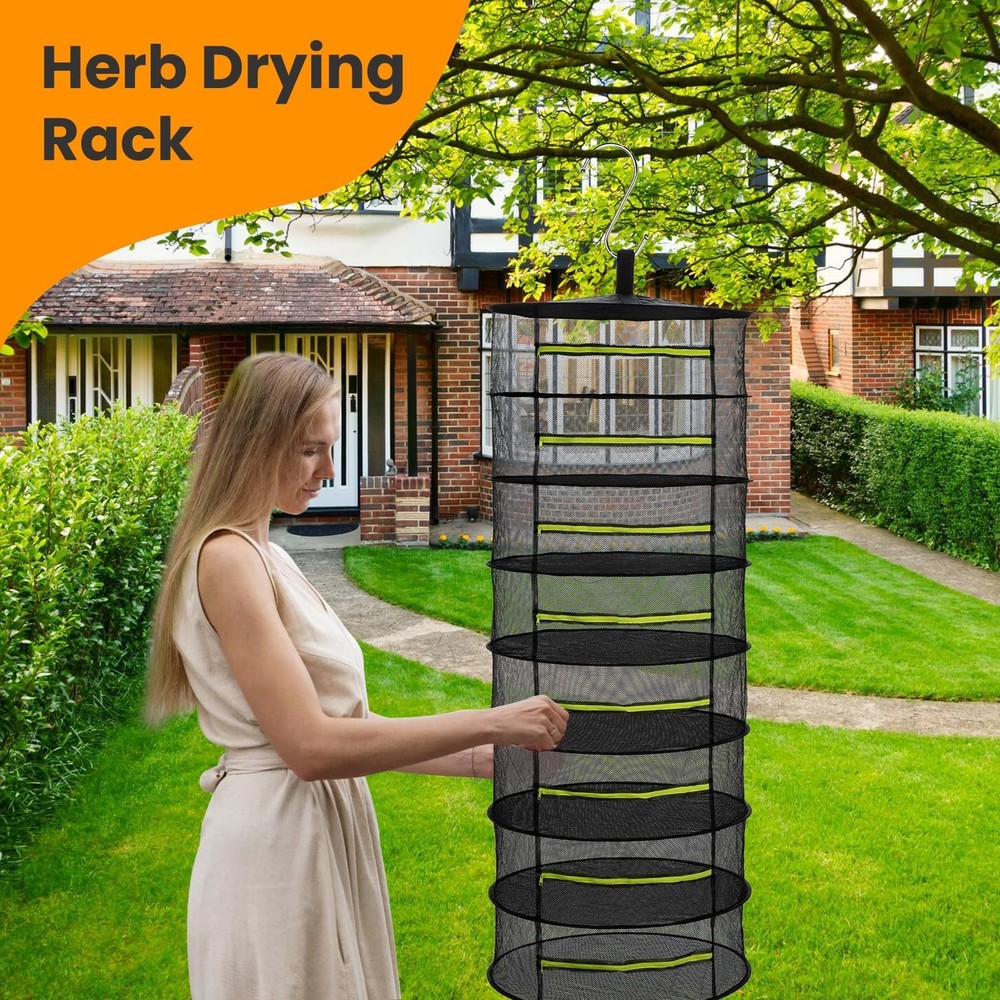 Herb Drying Rack - Mesh Drying Rack - Herb Drying Rack Hanging with Green Zip...