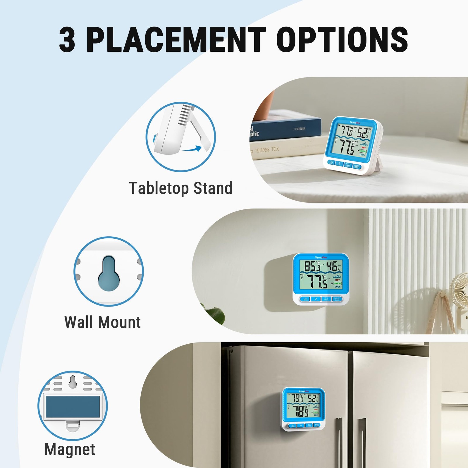 TempPro Waterproof Wireless Pool Thermometer Easy Read, Digital Blue