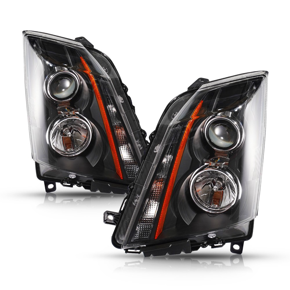 For 2008-2014 Cadillac CTS Halogen Upgrade Headlights Black Conversion Pair