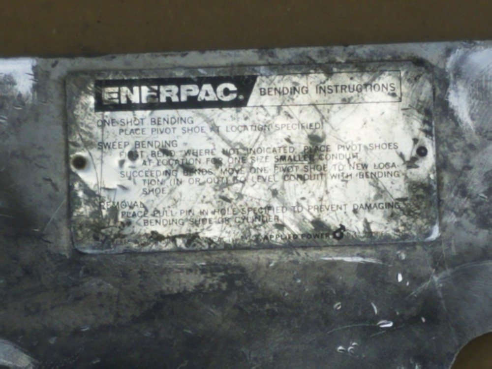 Enerpac Eject-O-Matic STB202 4" Conduit Bender One-shot Aluminum Side Frames