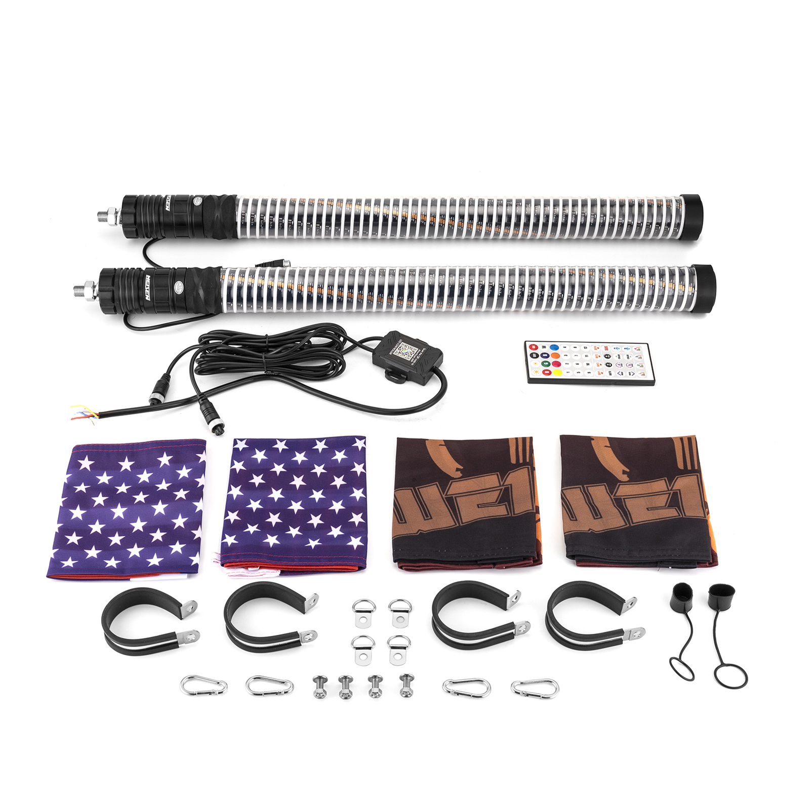 2x 2FT COB Thick LED Whip Spiral Chasing RGB Fat Whip Lights For Can Am Polaris