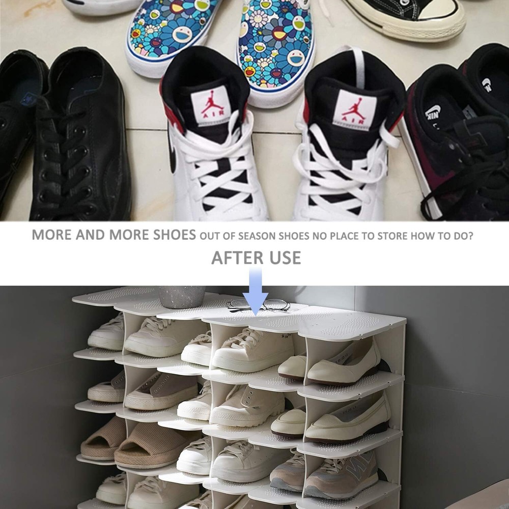 ACPOP 6-Tier Shoe Rack Storage Organizer, Adjustable 6 Layer, White