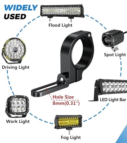 2PCS UTV Light Bar Mounts, Sturdy Aluminium Alloy LED Light Mounting Brackets,
