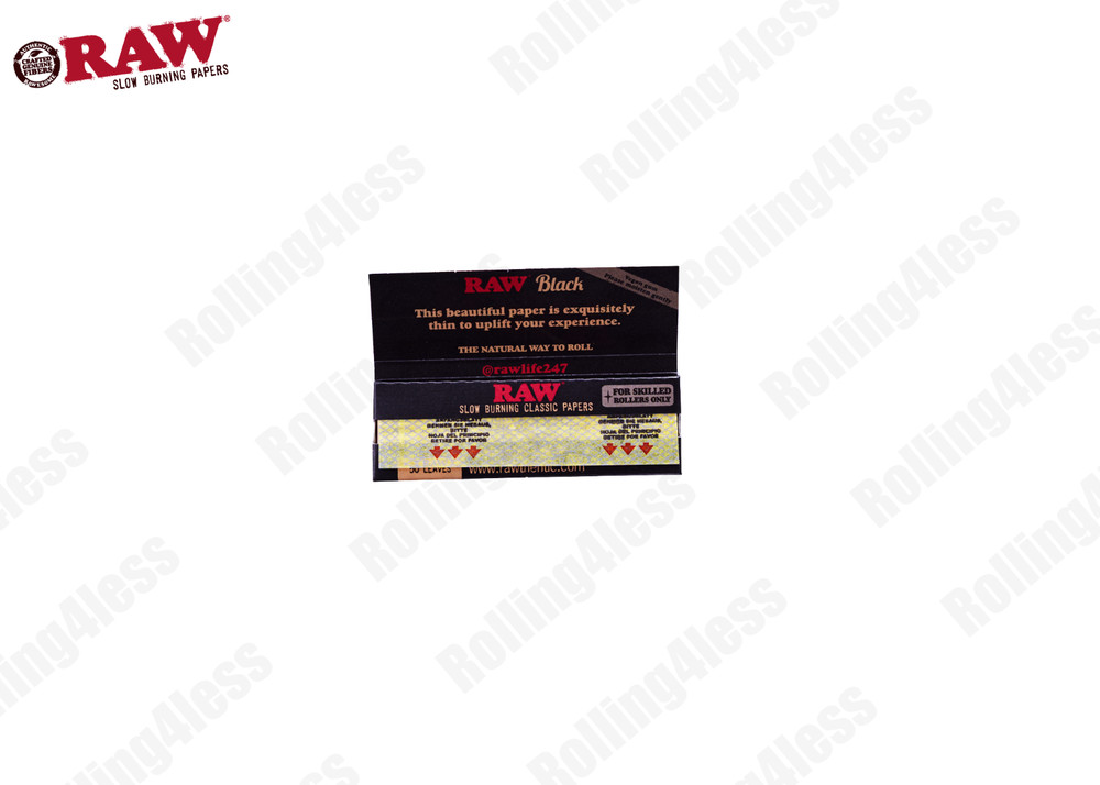 AUTHENTIC Raw Classic Black 1 1/4 Unrefined Rolling Papers 24 Packs