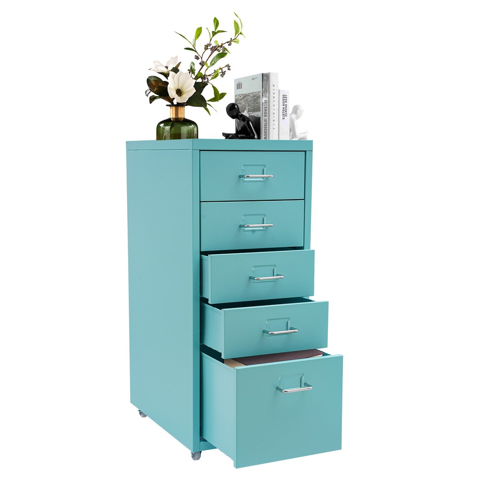 5 Drawers Tool Cart Workshop Rolling Tool Chest Storage Cabinet w/Lock & Key