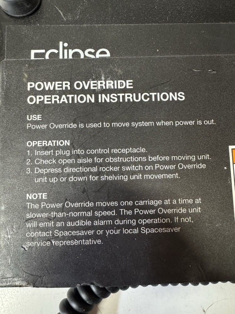 Spacesaver Eclipse Powered System Override Int-0823 900293.001