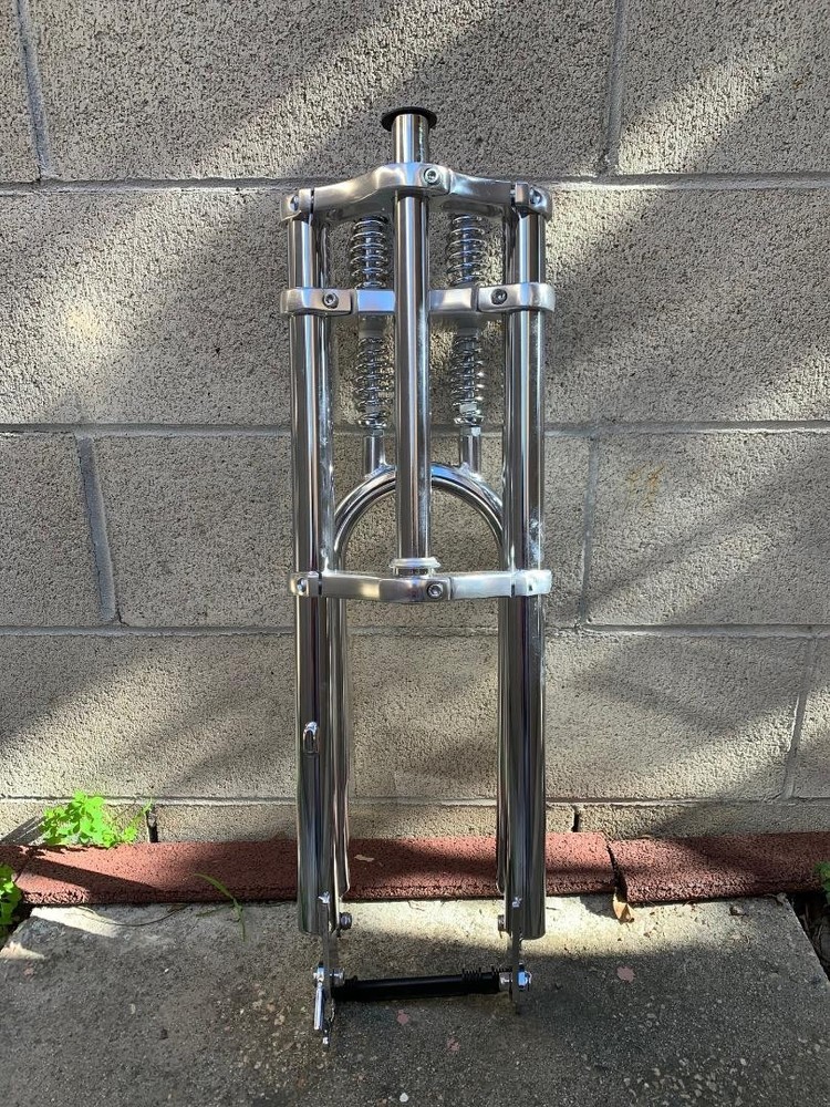 HEAVY DUTY FAT 26'' DOUBLE SPRINGER TRIPLE FORK 1" Threadless Disc Mount CHROME