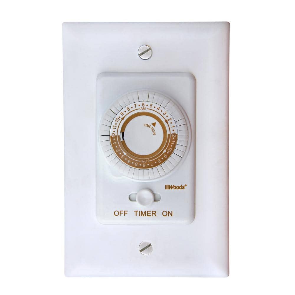 20-Amp 24-Hour In-Wall Programmable Mechanical Timer, White