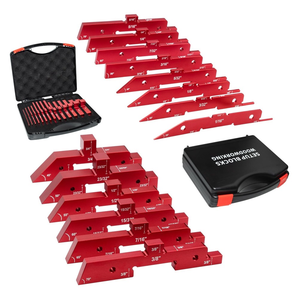 SIIIXS Router Table Setup Bars,14pcs Aluminum Precision Blocks Red
