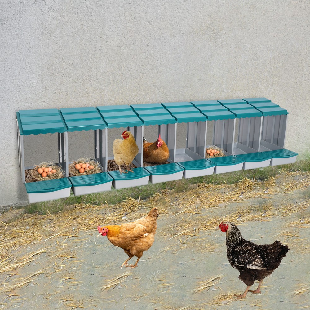 8-grid Green Chicken Nesting Box Chicken Eggs Laying Box with Egg Storage PP