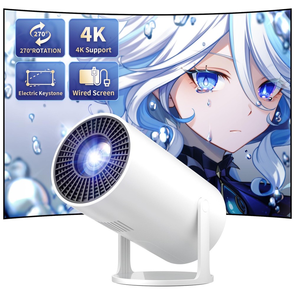 Mini Projector Portable Proyector 4K Support, Full HD 1080P Small Projector w...