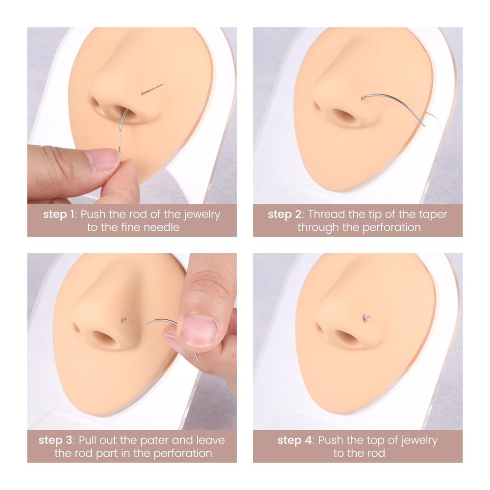 QWALIT Piercing Taper Threadless Small, A2- threader tool + piercing needles