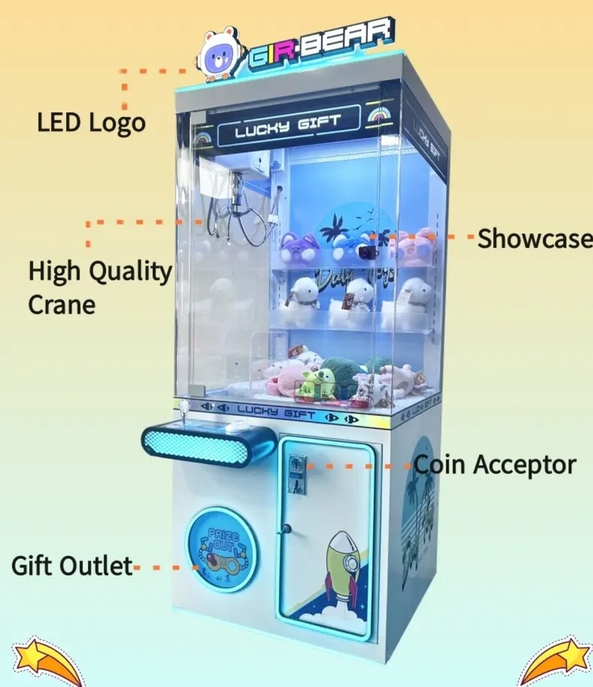 GIR•BEAR 🧸, Lucky Claw Machine Prize,Skill Redemption Vending Machine Arcade