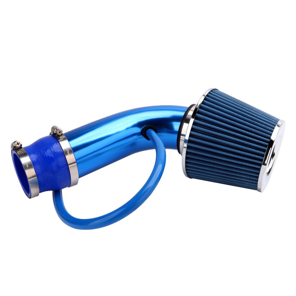 Universal Car Cold Air Intake Filter Induction Pipe Power Flow Hose System Blue