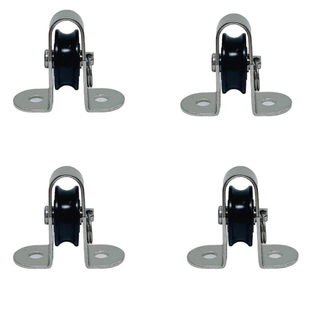 4 Pc Marine Stainless Steel T304 1/4" Surface Mount Pulley Block Nylon Sheave