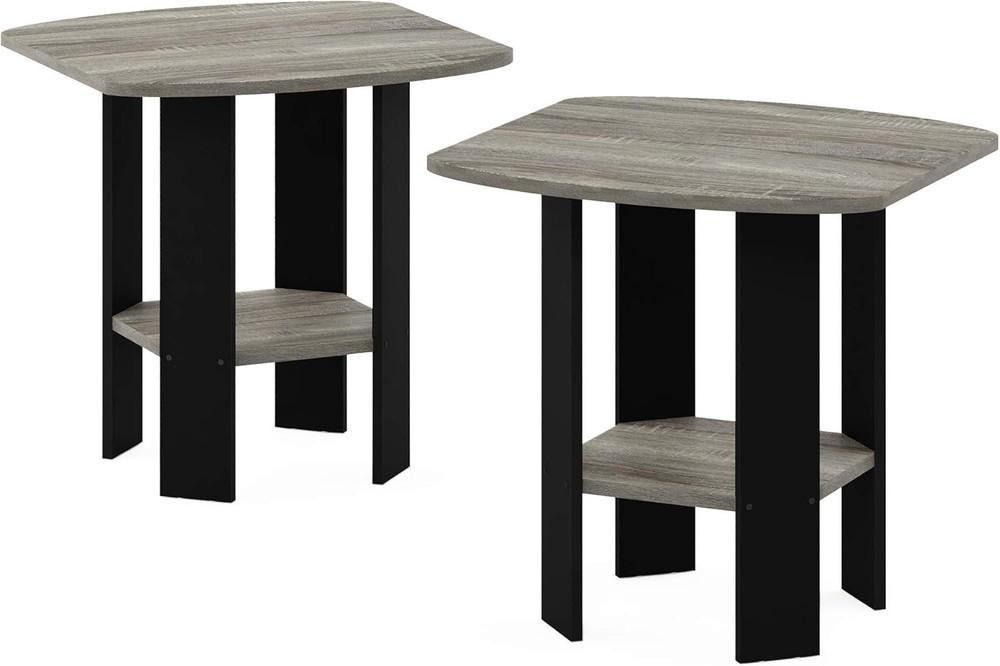 Simple Design End Table 2-Pack French Oak Grey/Black