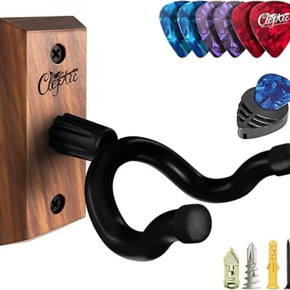 Guitar Wall Mount 1 or 2 Pack Wood Guitar Hanger for Safe Storage and Display