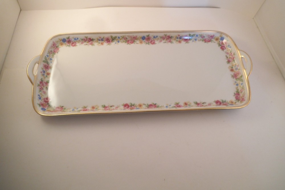 Vintage Pasco Bavaria Tirschenreuth Germany Rectangular Bread Tray Flowers