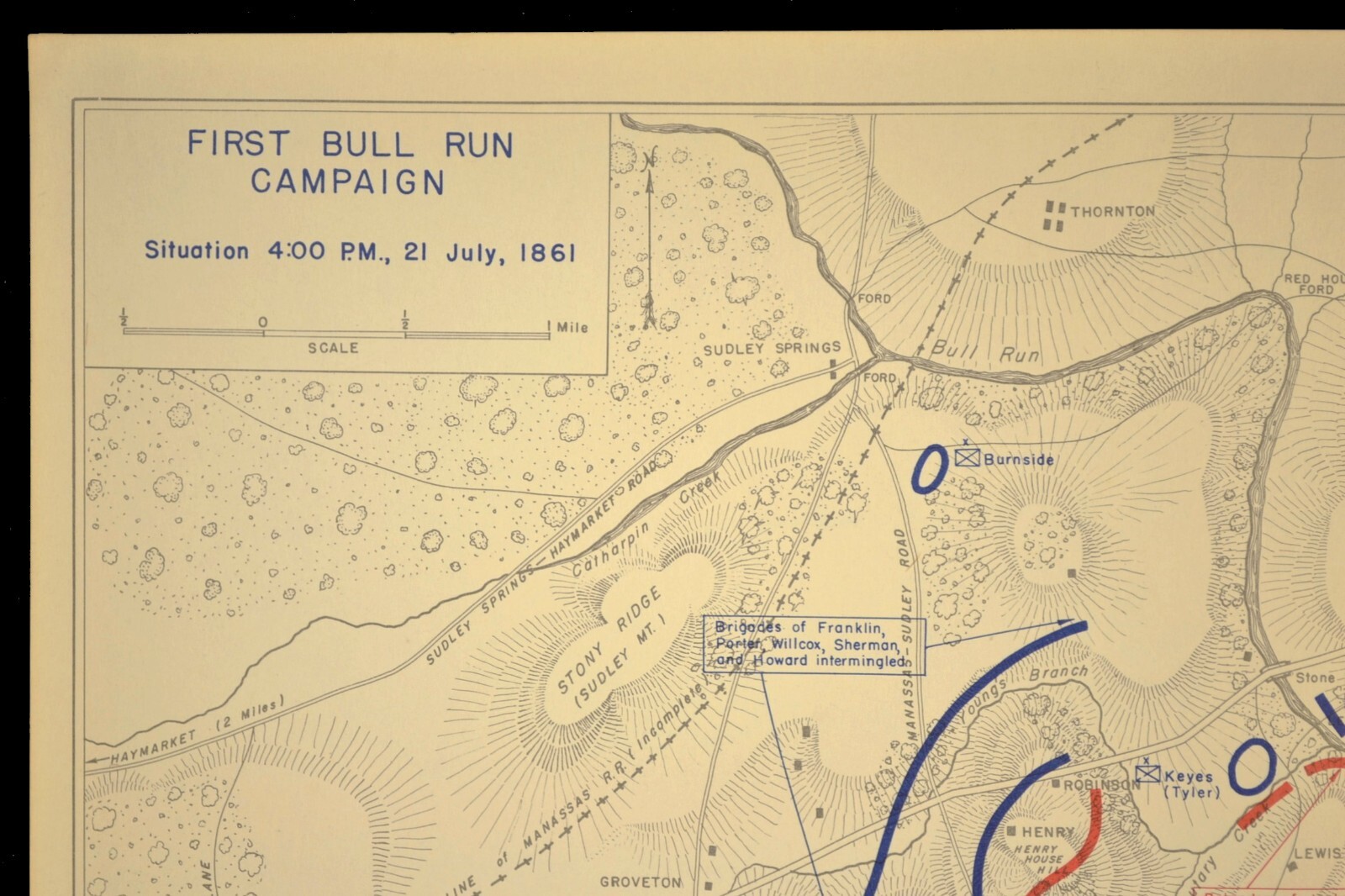 First Battle of Bull Run Map Manassas Virginia July 21st 1861