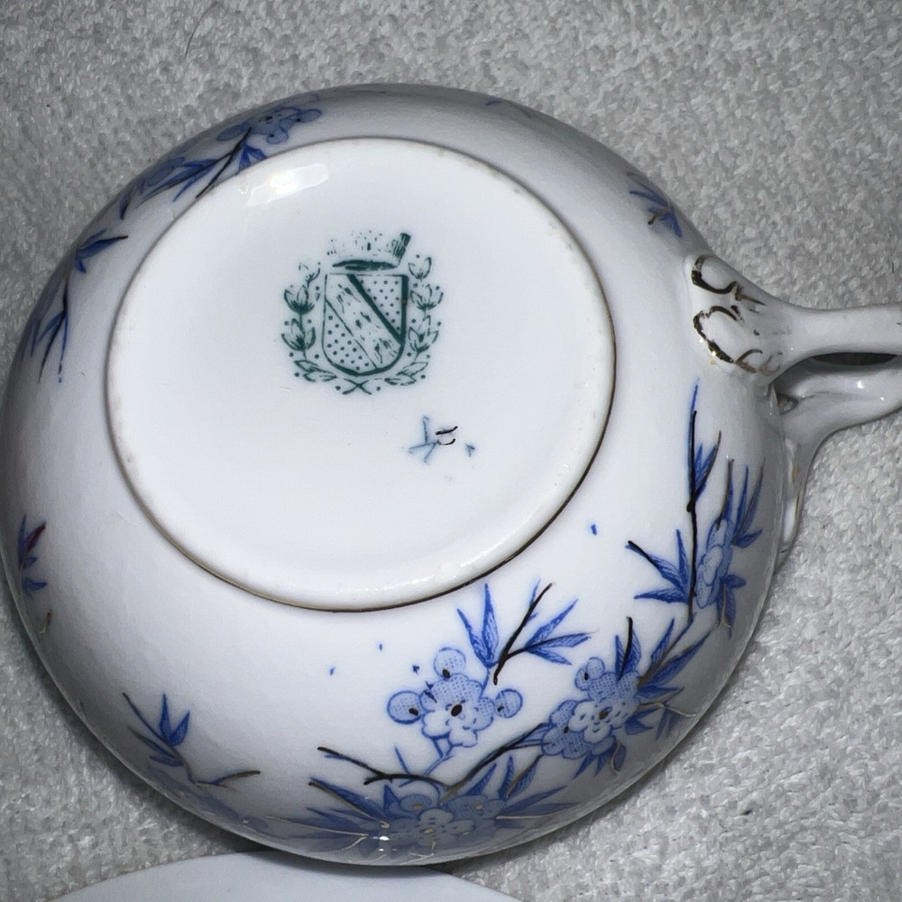 Set Of Two Tea Cups Gold Trim