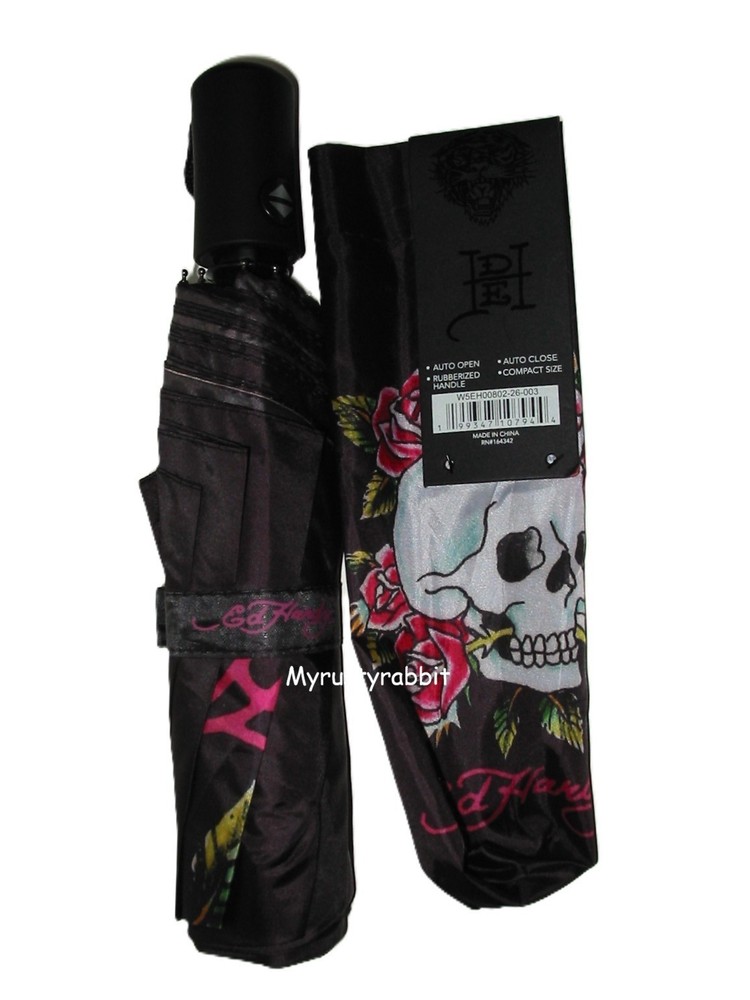 Ed Hardy Compact Umbrella Auto Open / Rubberized Handle - U Choose Design