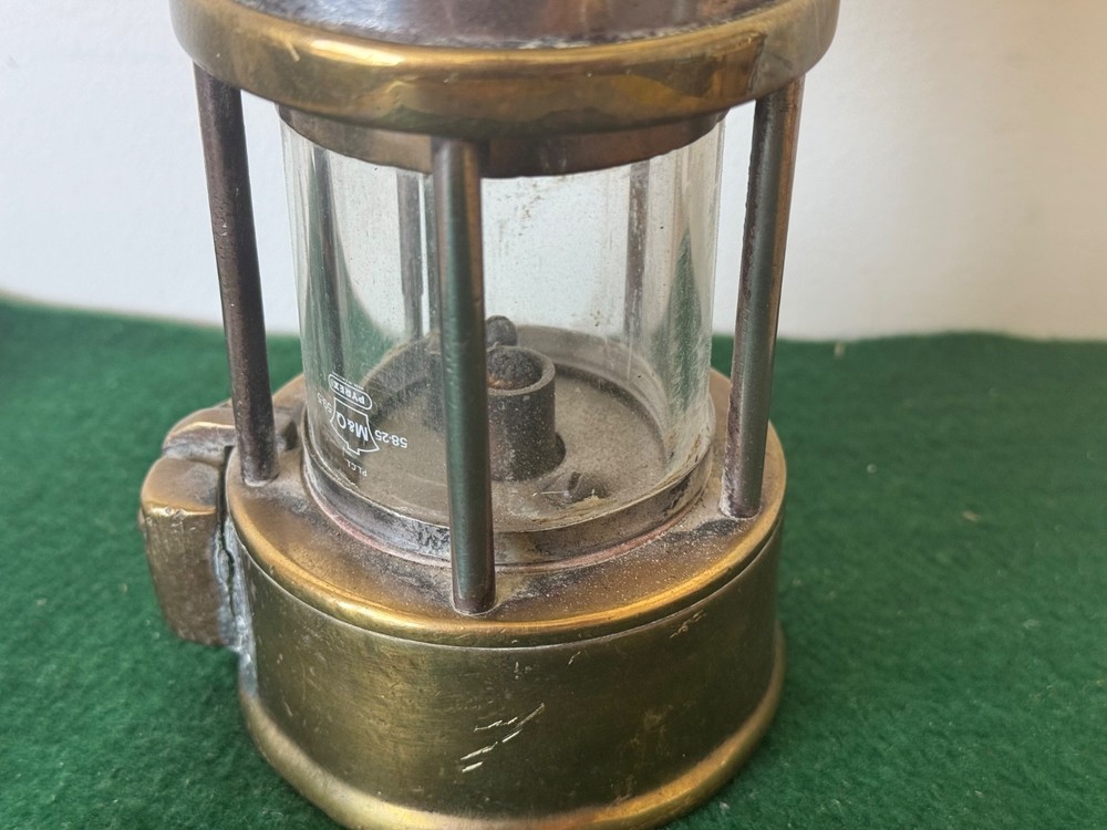 Antique Eccles Protector Miners Lamp Type 6- Brass 9" Tall 1954