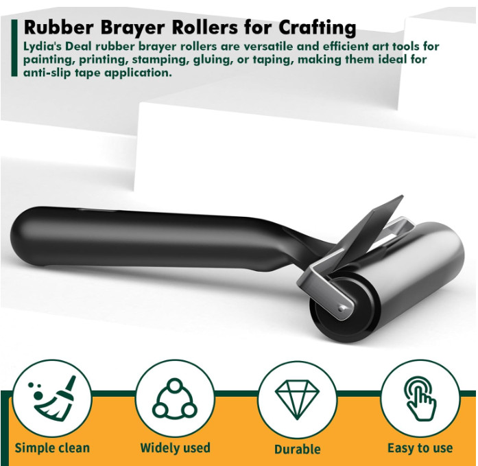 4 Inch Rubber Roller Brayer Rollers for Crafting, Hard Rubber Rollers...