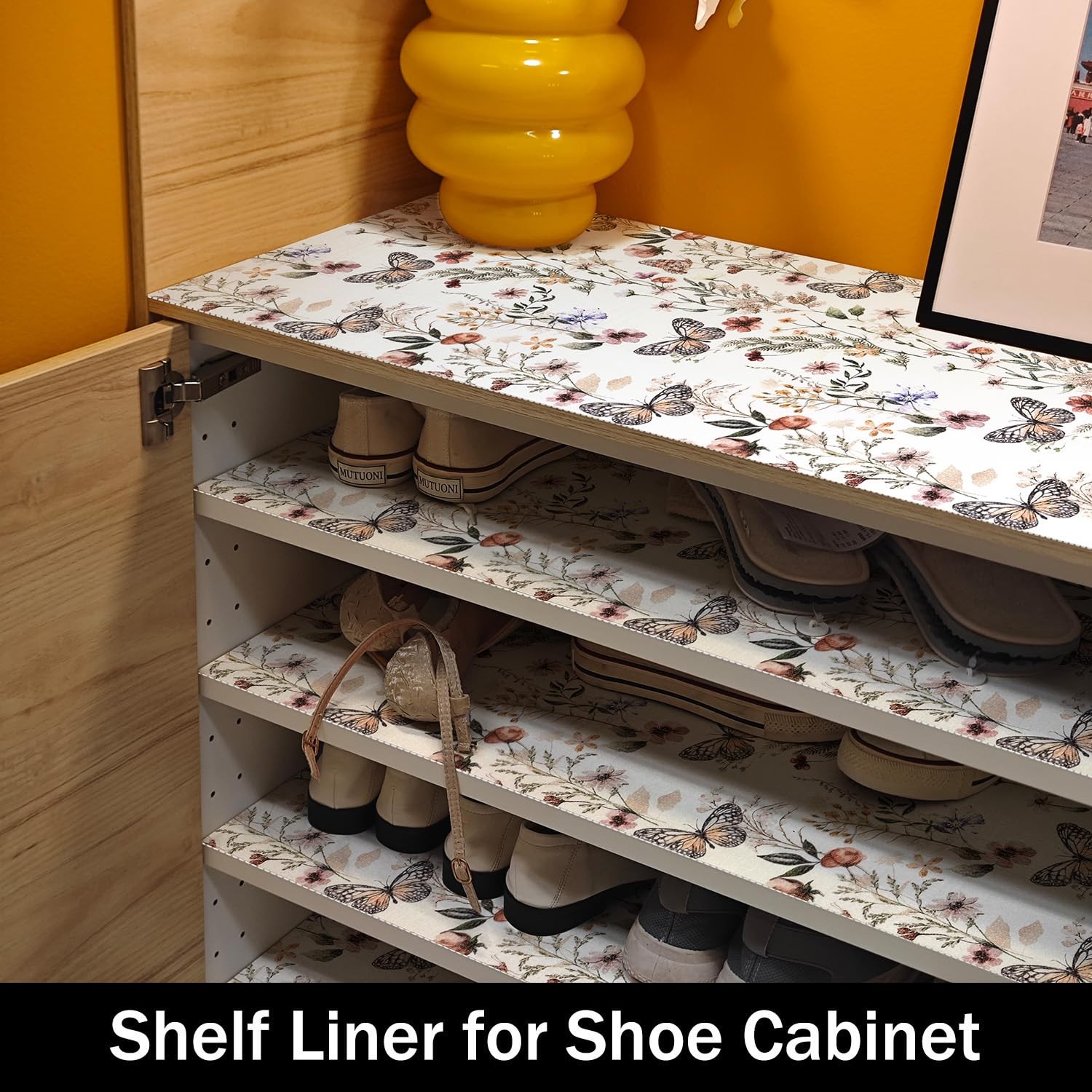 Floral Shelf Liners Non Adhesive and Strong Non-Slip Shelf and Drawer Liners ...