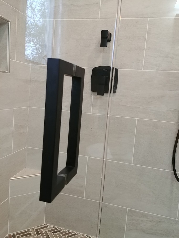 8" Matte Black Shower Door Handle - 8" Square Style