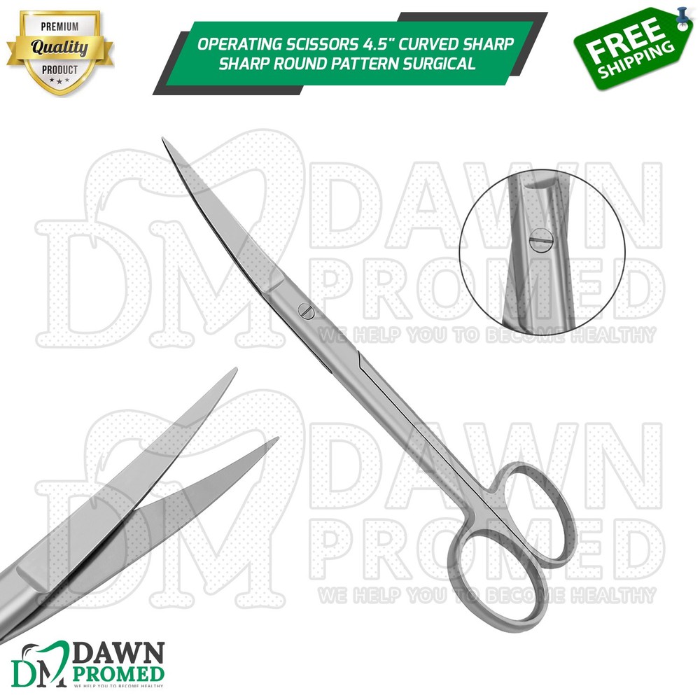Operating Scissors 4.5" Curved Sharp Sharp Round Pattern Surgical Instruments