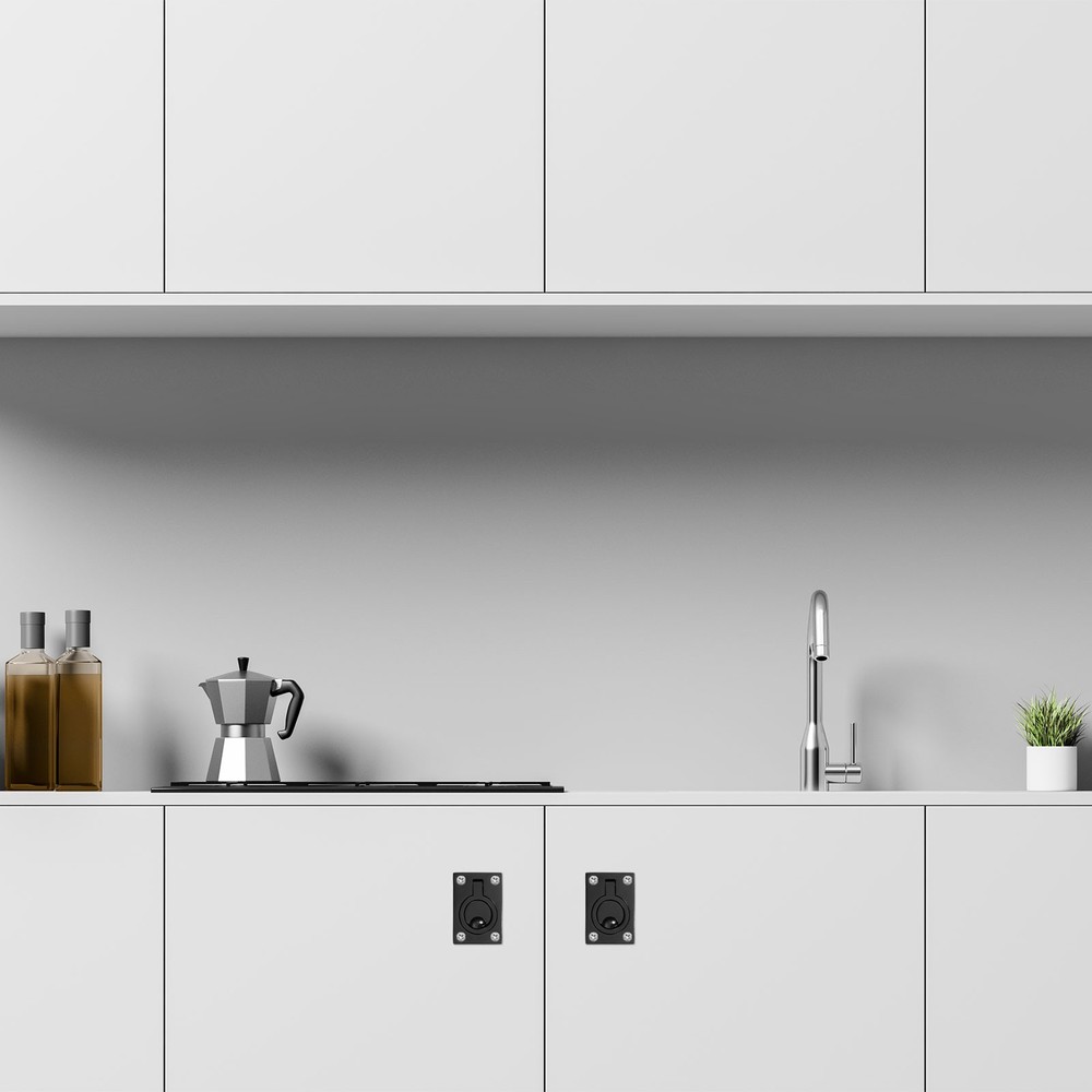 Flush Ring Pull 2.48"x1.73" Square Recessed Door Pull with Screw Black New