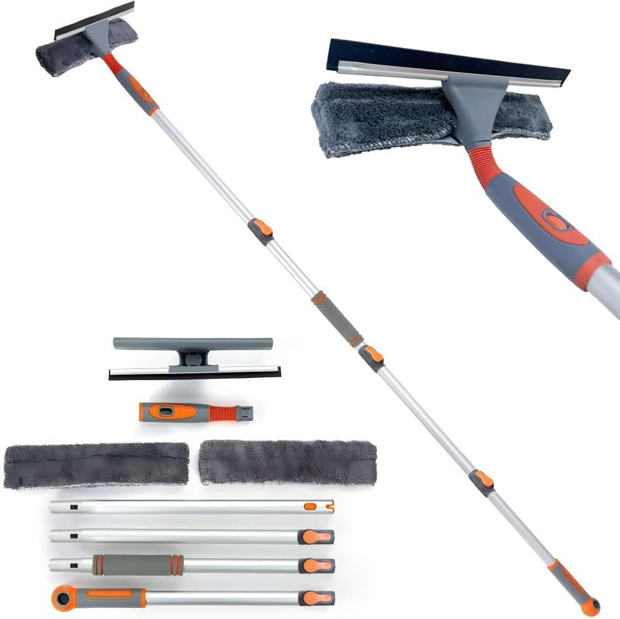Professional Window Squeegee Cleaner, 2 in 1 Shower Squeegee with Extension Pole