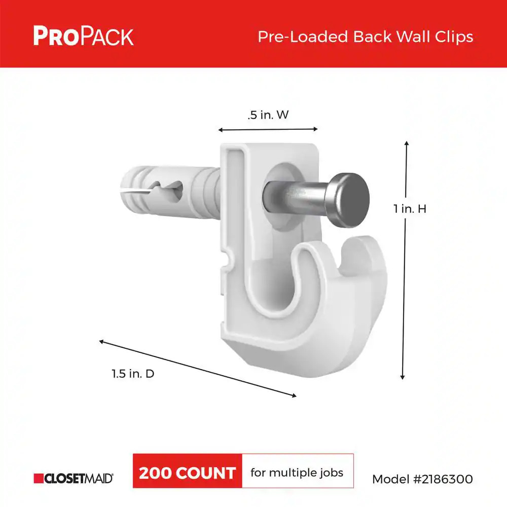 Propack Pre-Loaded Back Wall Clips (200-Piece)