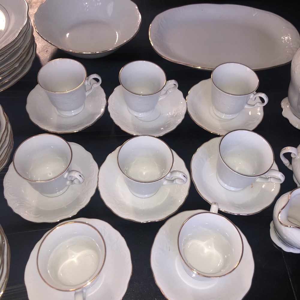 gibson houseware 47 Pc White With Gold Trim
